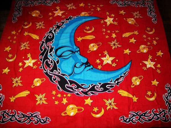 Indische Tagesdecken Tücher Mondsichel und Sterne