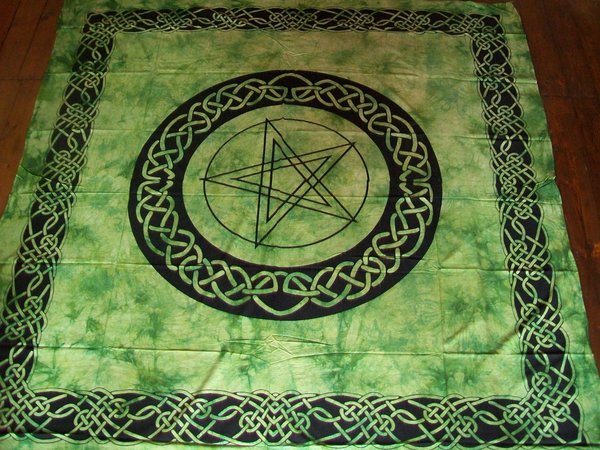 Indische Tagesdecken Tücher Pentagramm grün