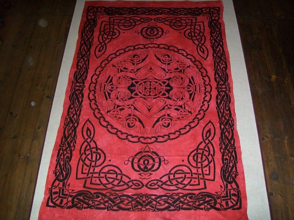 Indische Tagesdecken Tücher Motiv Celtic in rot