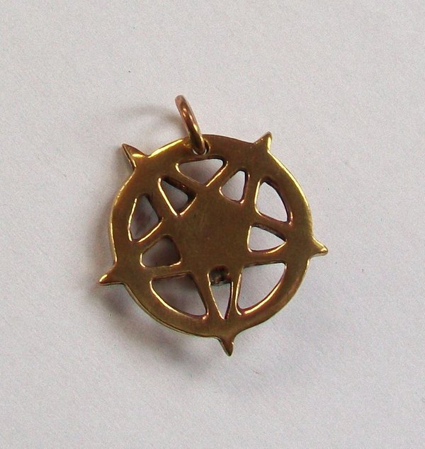 Anhänger Bronze Pentagramm mit Totenschädel