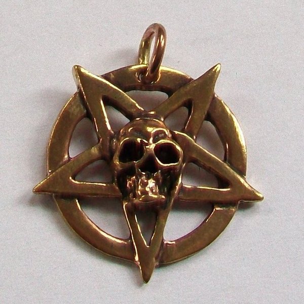 Anhänger Bronze Pentagramm mit Totenschädel