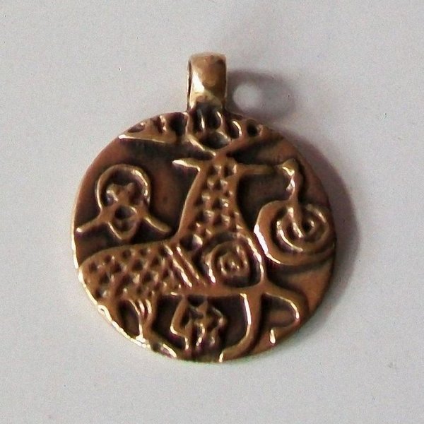 Münzanhänger Amulett Motiv Rentier Bronze massiv