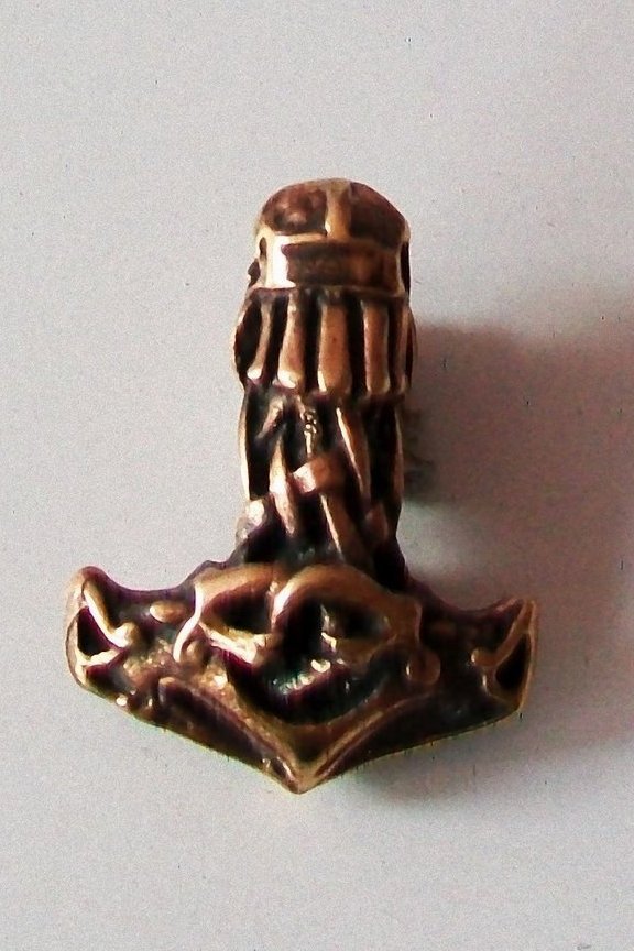 Thorhammer der Wikinger Anhänger massiv Bronze