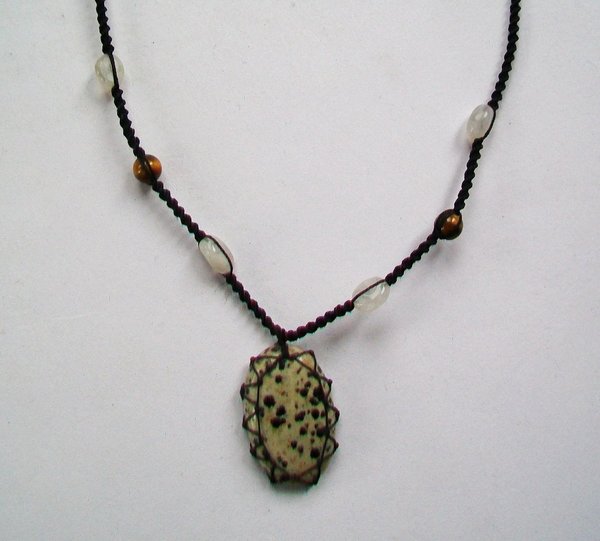 Dalmatiner-Jaspis Bergkristall Tigerauge Halskette