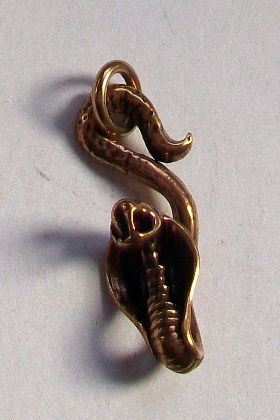 Kobra Schlangenanhänger Amulett massiv Bronze