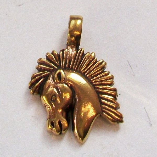 Pferdekopf Anhänger Amulett massiv Bronze
