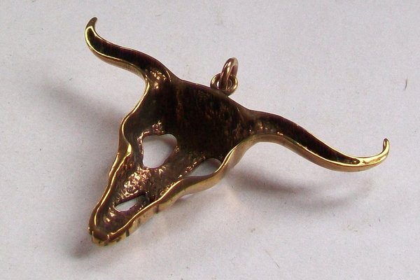 Longhorn Rinderschädel Anhänger Bronze