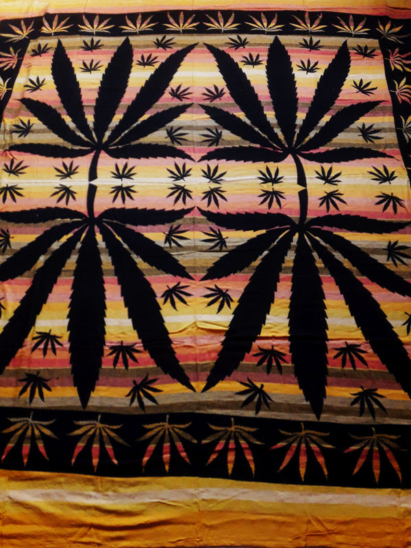 Indische Tagesdecken Tücher Cannabis Hanfblatt